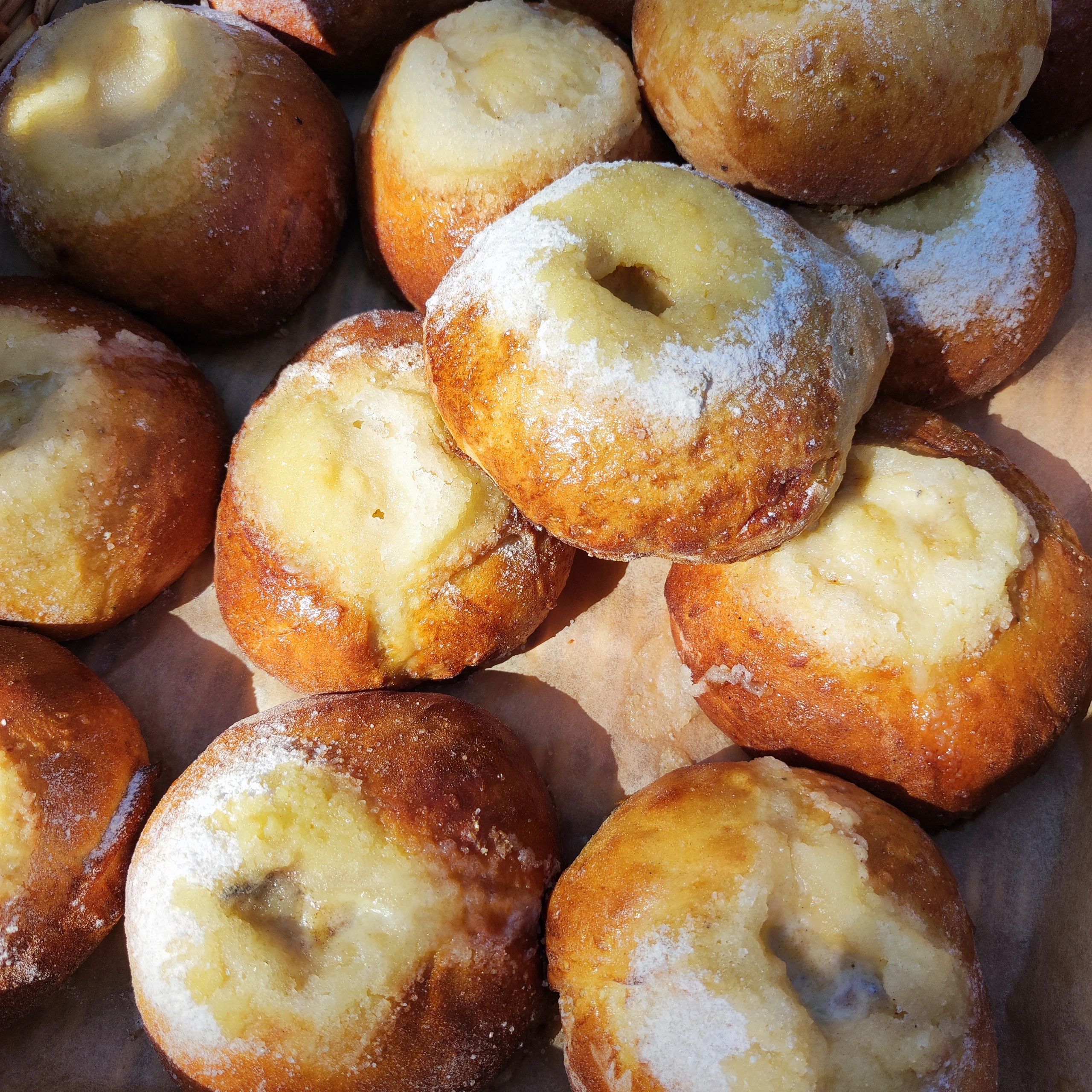 Sweet buns on a tray